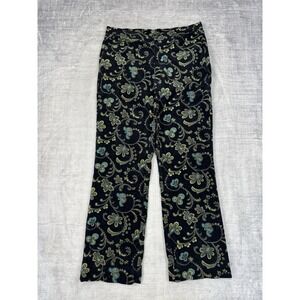 Vintage 80s Corduroy Pants Womens 32x30 Black Paisley Hippie Western Pinwale
